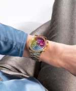 Montre Guess GW0483L4 dorée avec cadran multicolore et trois compteurs