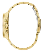 Vue latérale de la montre Guess GW0483L4 dorée avec boutons chronographe