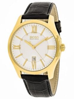 Montre Hugo Boss 1513020 Ambassador cadran blanc bracelet cuir croco noir 43mm