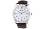 Montre Hugo Boss 1513021 Ambassador cadran blanc bracelet cuir marron 43mm