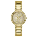 Montre Guess GW0528L2 Lily femme au cadran fleur doré pavé de strass et bracelet en acier doré