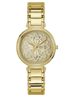 Montre Guess GW0528L2 Lily femme au cadran fleur doré pavé de strass et bracelet en acier doré