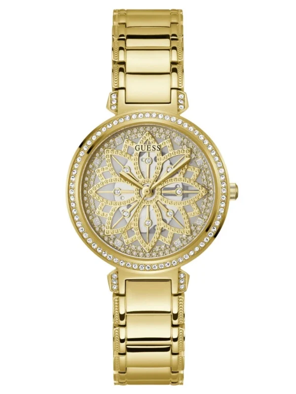 Montre Guess GW0528L2 Lily femme au cadran fleur doré pavé de strass et bracelet en acier doré