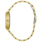 Montre Guess GW0528L2 Lily femme vue de profil, boîtier doré et bracelet acier avec fermoir déployant