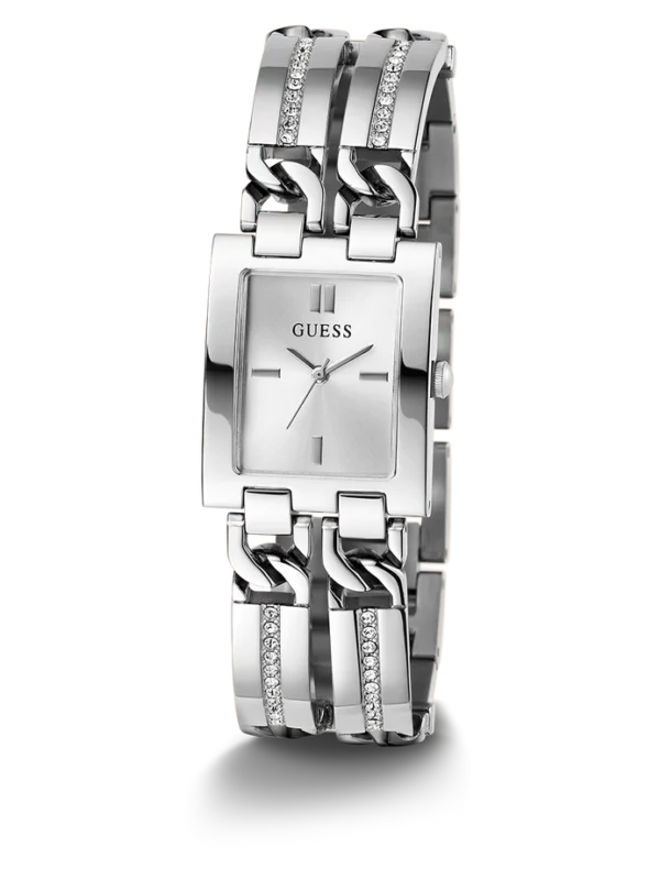 Montre Guess pour femme GW0668L1 avec cadran carré argenté et cristaux