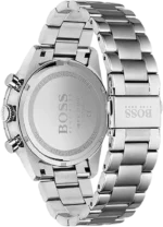 Dos de la montre Hugo Boss 1513850 en acier inoxydable avec fond gravé et boucle déployante BOSS