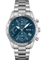 Montre Hugo Boss 1513850 Pilot Edition Chrono homme, cadran bleu, lunette tachymètre et bracelet en acier
