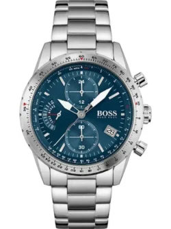Montre Hugo Boss 1513850 Pilot Edition Chrono homme, cadran bleu, lunette tachymètre et bracelet en acier