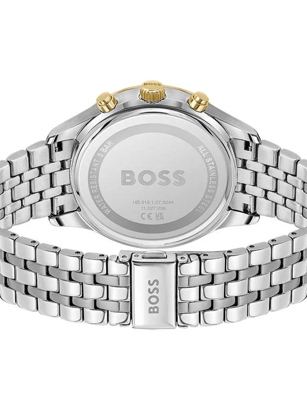 Dos du boîtier indiquant l'étanchéité 5 BAR et fermoir déployant de la montre Hugo Boss 1514159