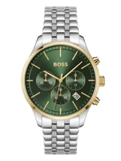 Montre Hugo Boss 1514159 pour Homme – Chronographe Bicolore Acier, Or et Cadran Vert