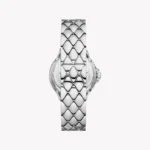 Montre Michael Kors MK4804 Camille femme vue de dos, bracelet en acier argenté aux maillons en losange