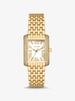 Montre Michael Kors MK4826 Emery de face avec cadran blanc, chiffres romains et lunette pavée de cristaux