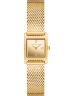Montre Michael Kors MK4959 de face avec boîtier carré, cadran doré et chiffres romains