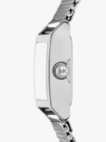 Profil du boîtier en acier de la montre Michael Kors MK4961 avec couronne gravée du logo MK