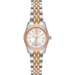 Montre Michael Kors MK4987 vue de face avec cadran argenté, index cristaux et lunette cannelée or rose