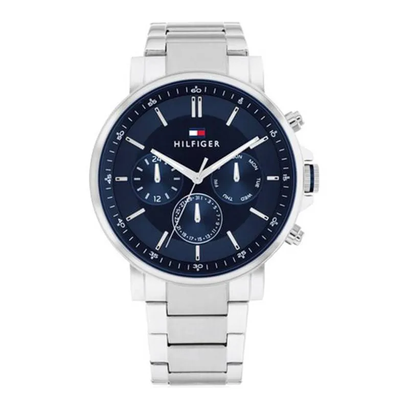 Montre Tommy Hilfiger 1710588 Homme – vue de face Montre Tommy Hilfiger 1710588 Tyson homme vue de face, cadran bleu et bracelet acier inoxydable