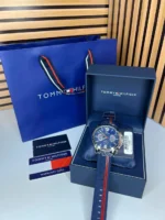 Montre Tommy Hilfiger 1710635 homme, coffret et accessoires, cadran et bracelet visibles en détail