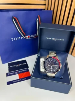 Montre Tommy Hilfiger 1791718 Bank homme présentée dans son coffret officiel avec carte de garantie