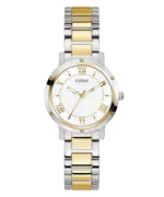 Montre Guess GW0404L2 Dawn femme bicolore, cadran blanc sunray avec chiffres romains dorés