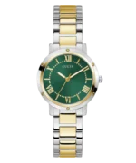 Montre Guess GW0404L5 Dawn femme bicolore, cadran vert sunray avec chiffres romains dorés