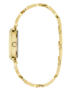 Montre Guess GW0759L2 femme dorée vue de profil, boîtier à lunette crantée et bracelet à maillons G