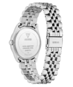 Dos de la montre Guess GW0936L1 femme en acier avec les mentions Water Resistant et Japan Mov't, fermoir Guess