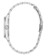 Montre Guess GW0936L1 femme vue de profil, boîtier poli, lunette cannelée, couronne et bracelet déployé