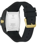 Montre Guess GW1072G2 Phoenix, dos du boîtier en acier inoxydable argenté avec boucle ardillon dorée et bracelet noir