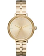 Montre Michael Kors MK3792 vue de face, cadran doré orné de zircones blanches