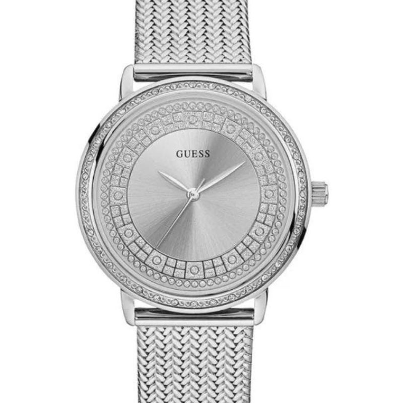 Montre Guess Willow W0836L2 femme argentée bracelet câble tressé Maroc