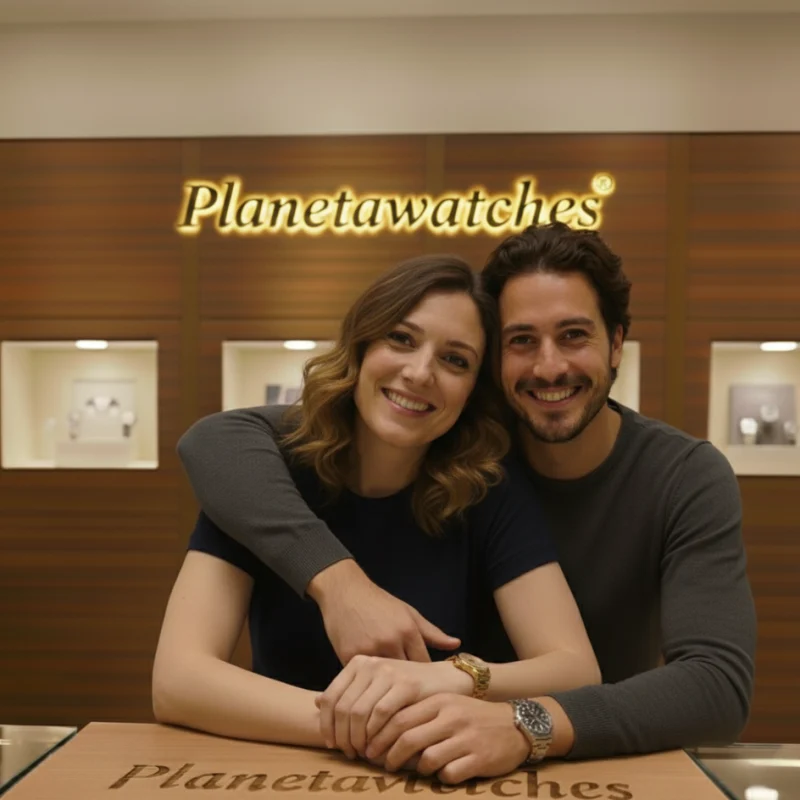 Un couple portant des montres pour femmes et hommes de la collection Planetawatches au Maroc.