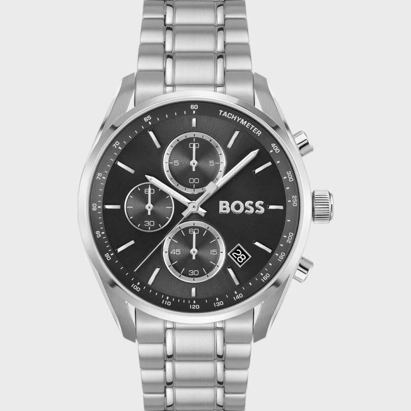 Montre BOSS Grand Prix 40 58564944 chronographe cadran noir vue de face