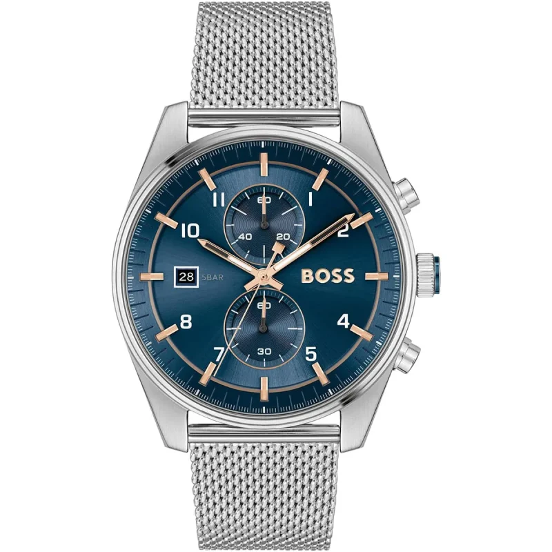 montre boss 1514149 skytraveller cadran bleu acier pour homme au maroc