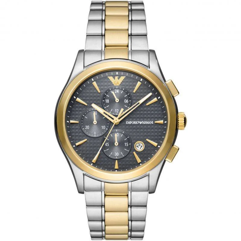 emporio armani ar11527 montre homme cadran gris chronographe face