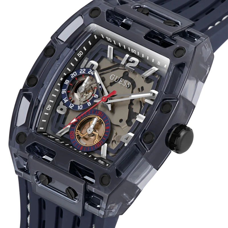 Cadran skeleton multifonction de la montre homme GUESS GW0499G1