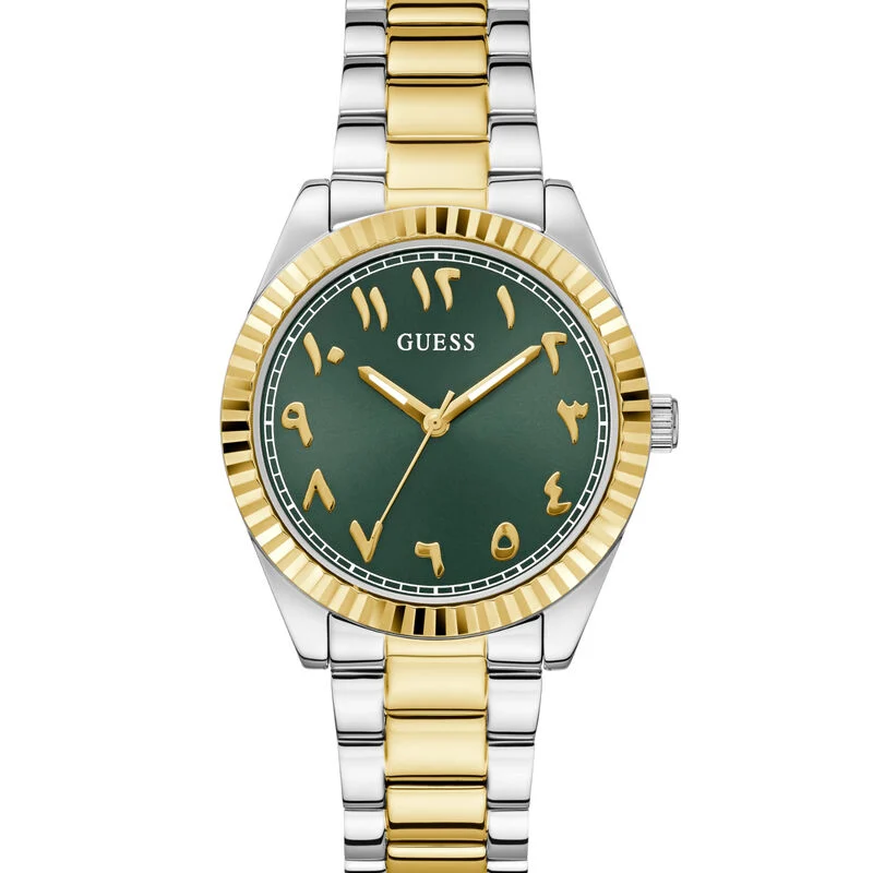 guess gw0735l2 luna montre femme cadran vert chiffres arabes face