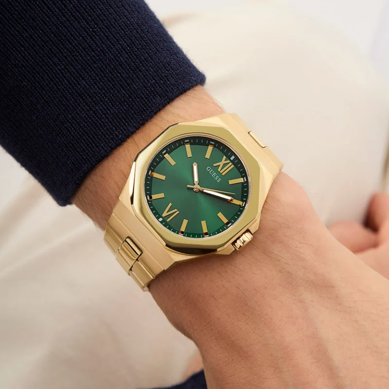Montre homme Guess Emperor GW0849G2 avec cadran vert et bracelet doré