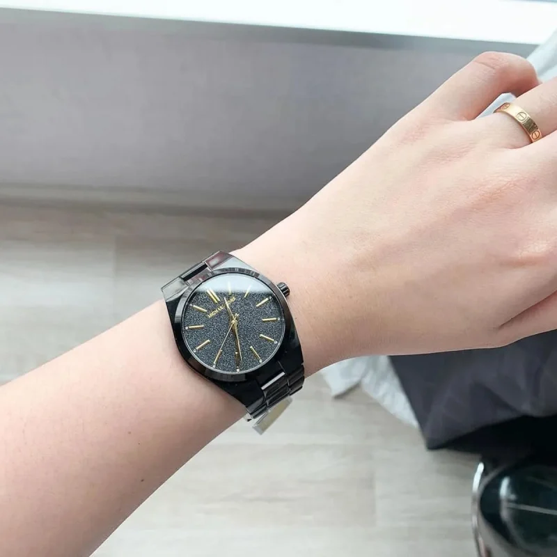 michael kors mk6625 montre portée cadran noir pour femme au maroc