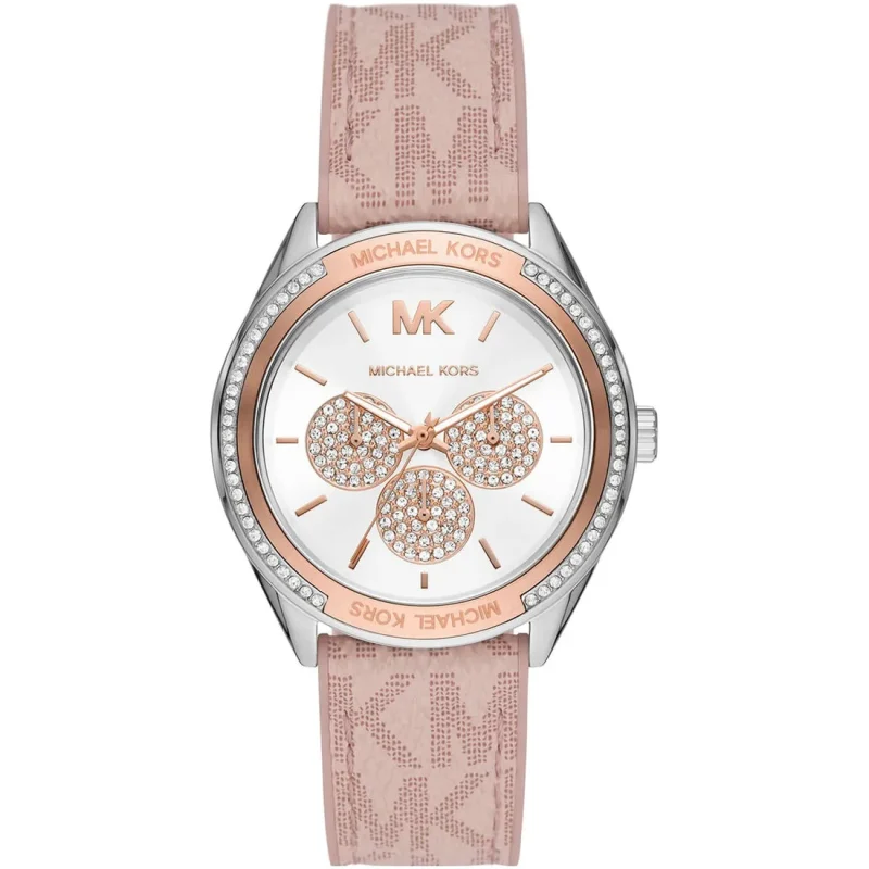michael kors mk7206 montre femme cadran argent bracelet rose face