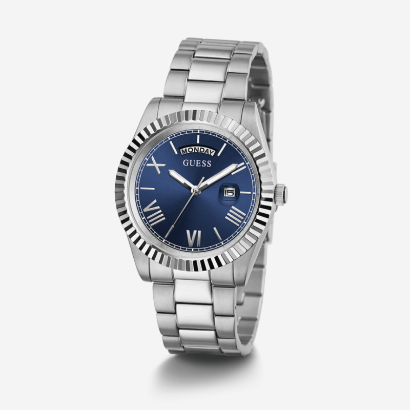 Montre Guess Day/Date Watch GW0265G7 profil bracelet acier argenté