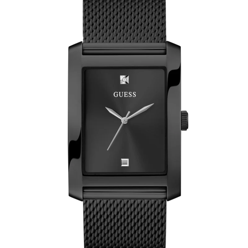 Montre GUESS GW0898G3 noir cadran rectangulaire minimaliste pour homme au Maroc.