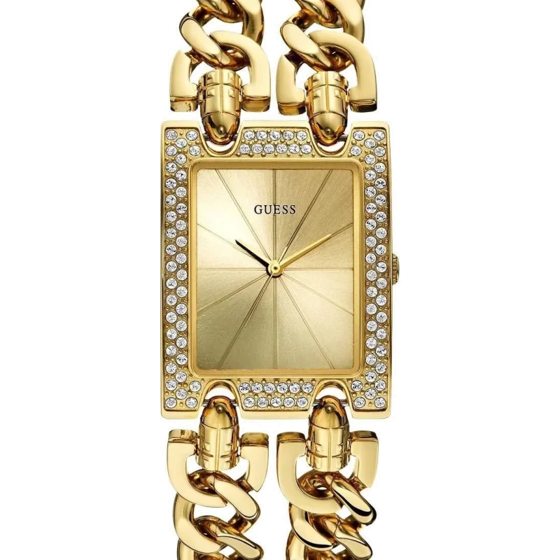 Montre Guess W0072L1 femme bracelet chaîne acier doré jaune cadran champagne dateur - disponible au Maroc sur Planetawatches.ma