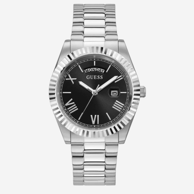 montre guess day date watch gw0265g1 connoisseur cadran noir vue de face