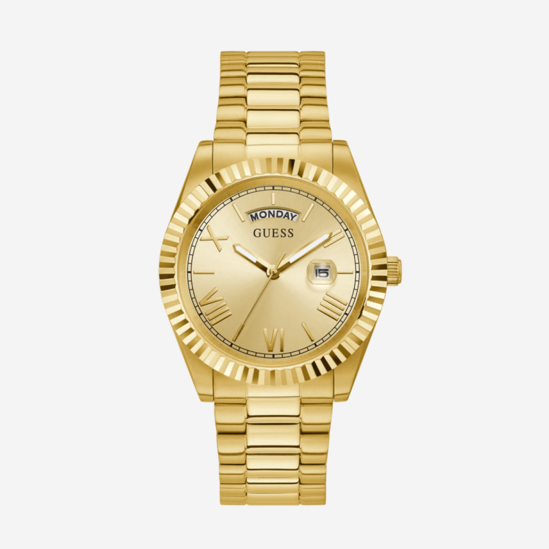 montre guess day date watch gw0265g2 watch gold tone vue de face